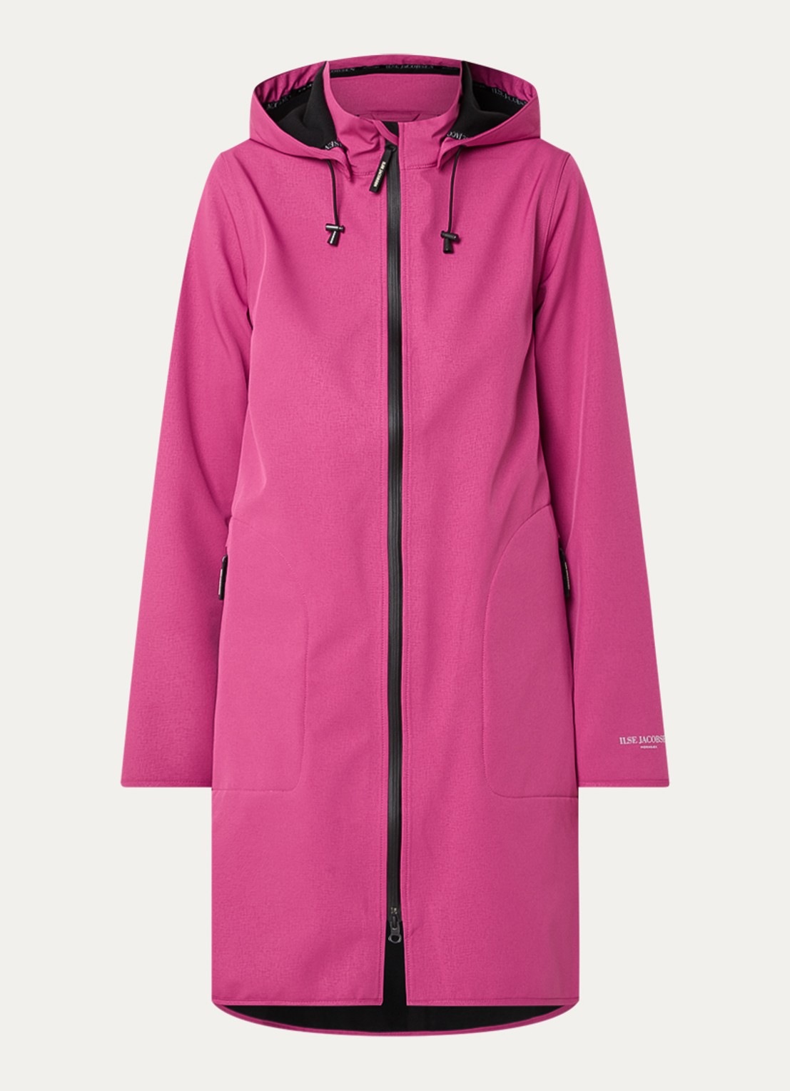 Ilse Jacobsen Rain128 softshell regenjas met afneembare capuchon - voorkant 3 fuchsia
