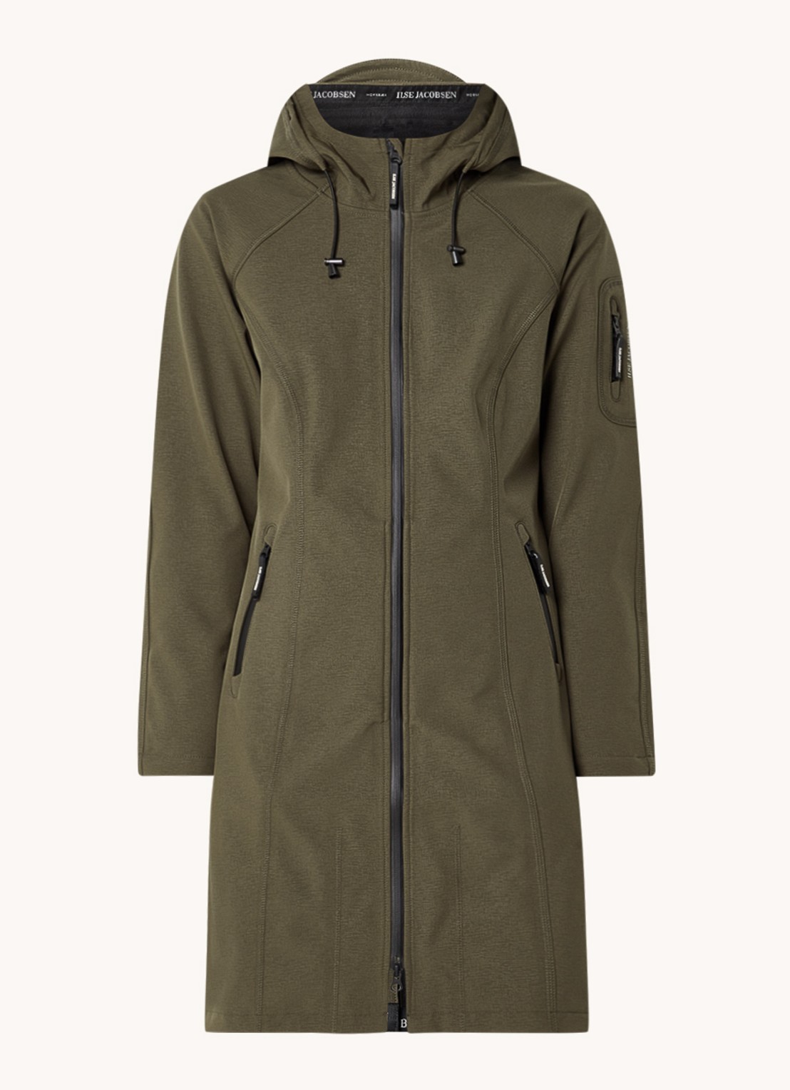 Ilse Jacobsen Rain37L softshell regenjas met gesealde rits  - voorkant donkergroen