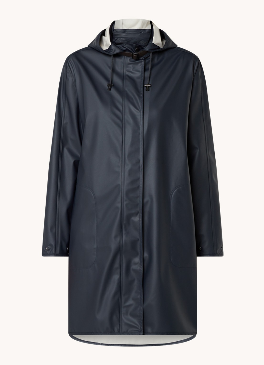 Ilse Jacobsen Rain71 regenjas met afneembare capuchon en steekzakken - voorkant 2 donkerblauw