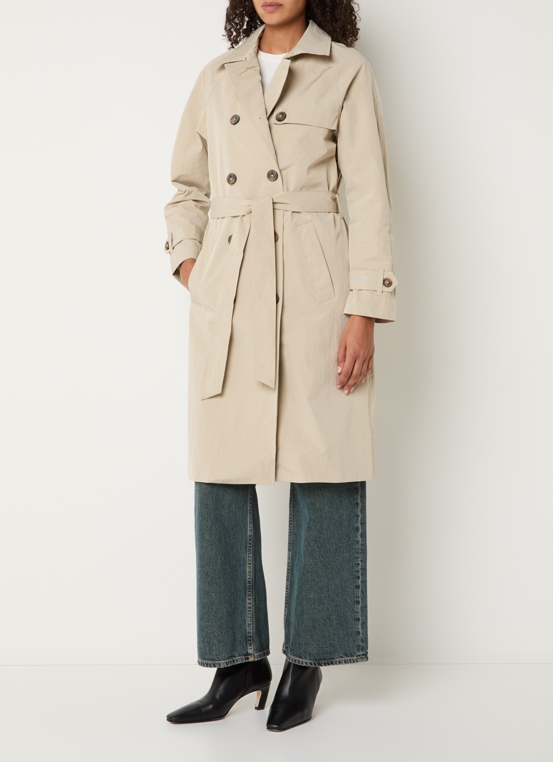 Ilse Jacobsen Rainvision double-breasted trenchcoat met steekzakken en strikceintuur - detail 4 beige