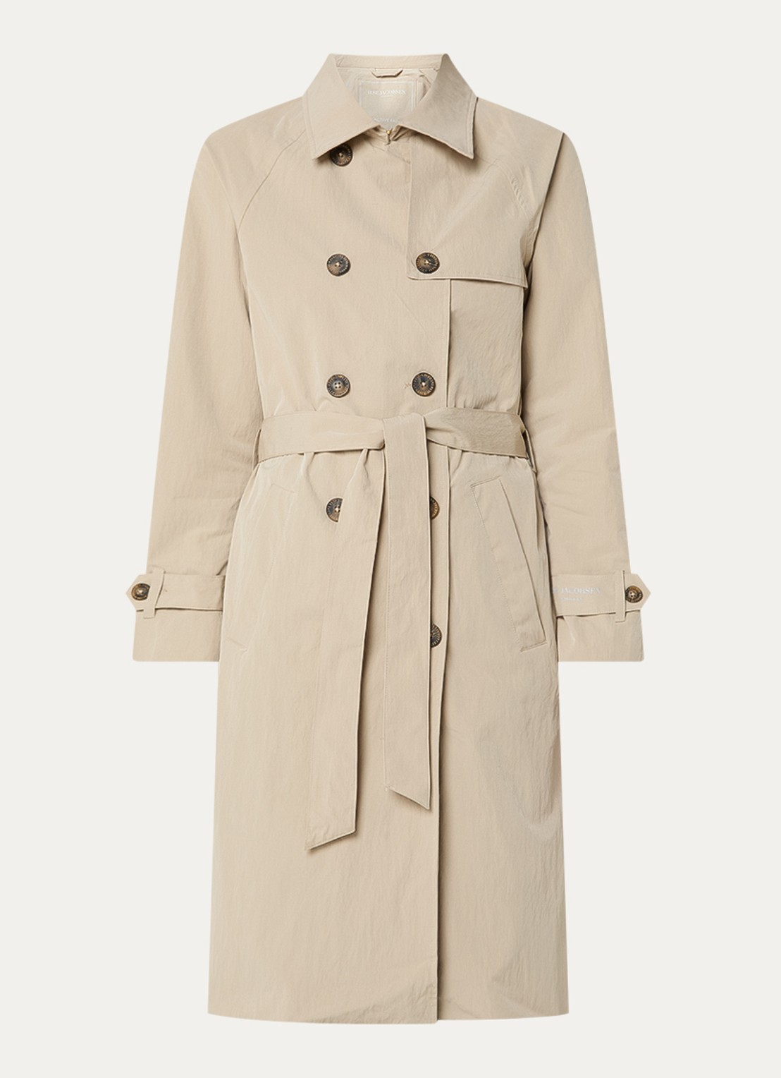Ilse Jacobsen Rainvision double-breasted trenchcoat met steekzakken en strikceintuur - voorkant 2 beige