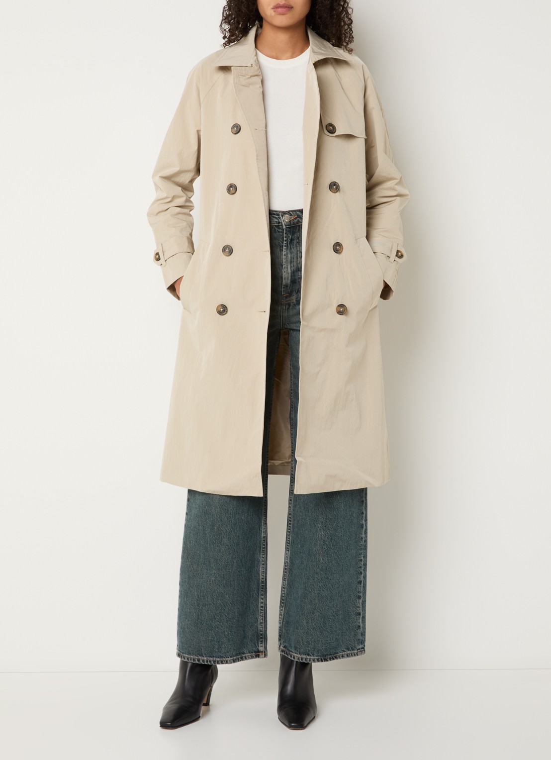 Ilse Jacobsen Rainvision double-breasted trenchcoat met steekzakken en strikceintuur - voorkant 3 beige