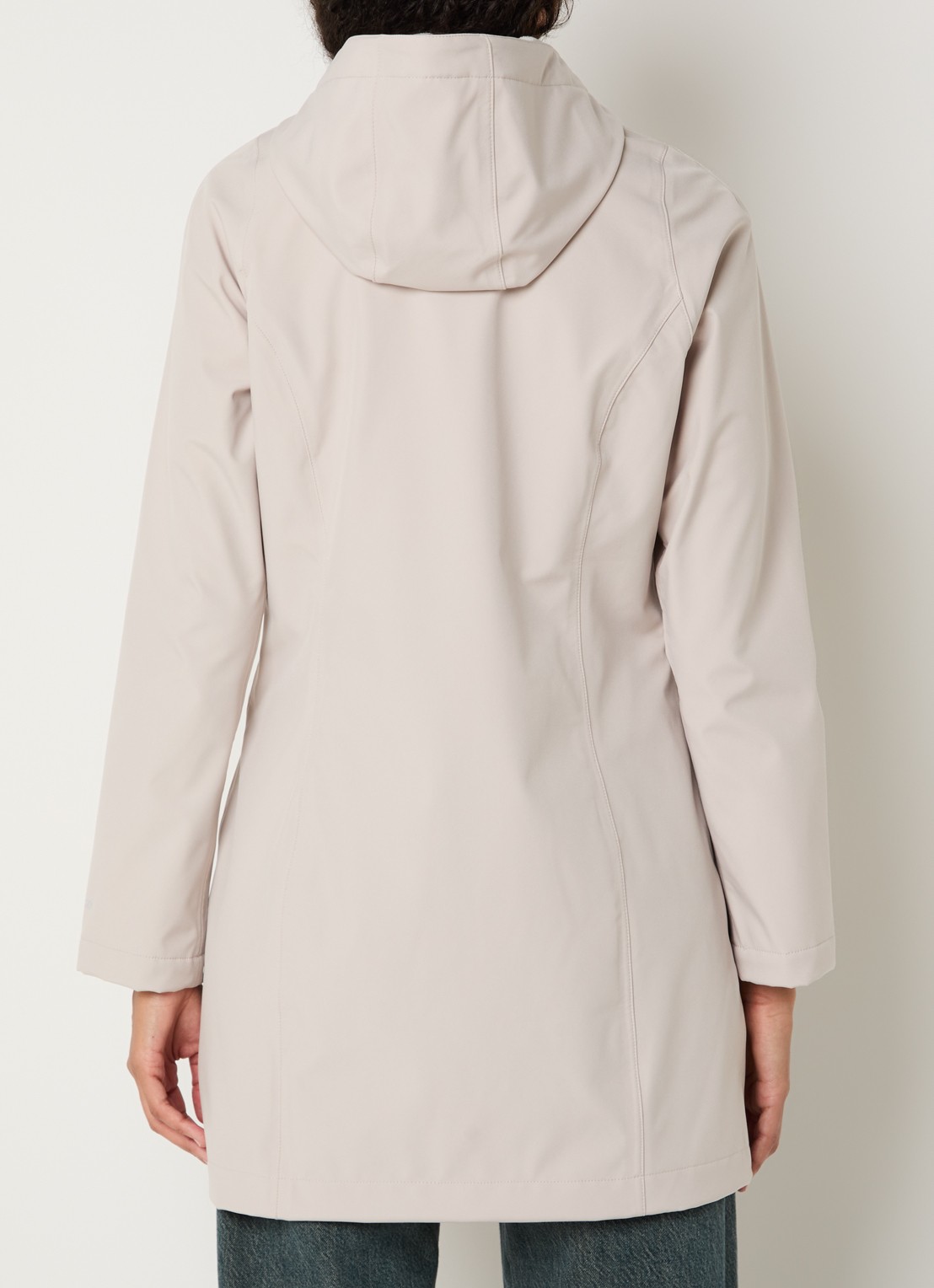Ilse Jacobsen Regenjas met capuchon en ritszakken - achterkant beige