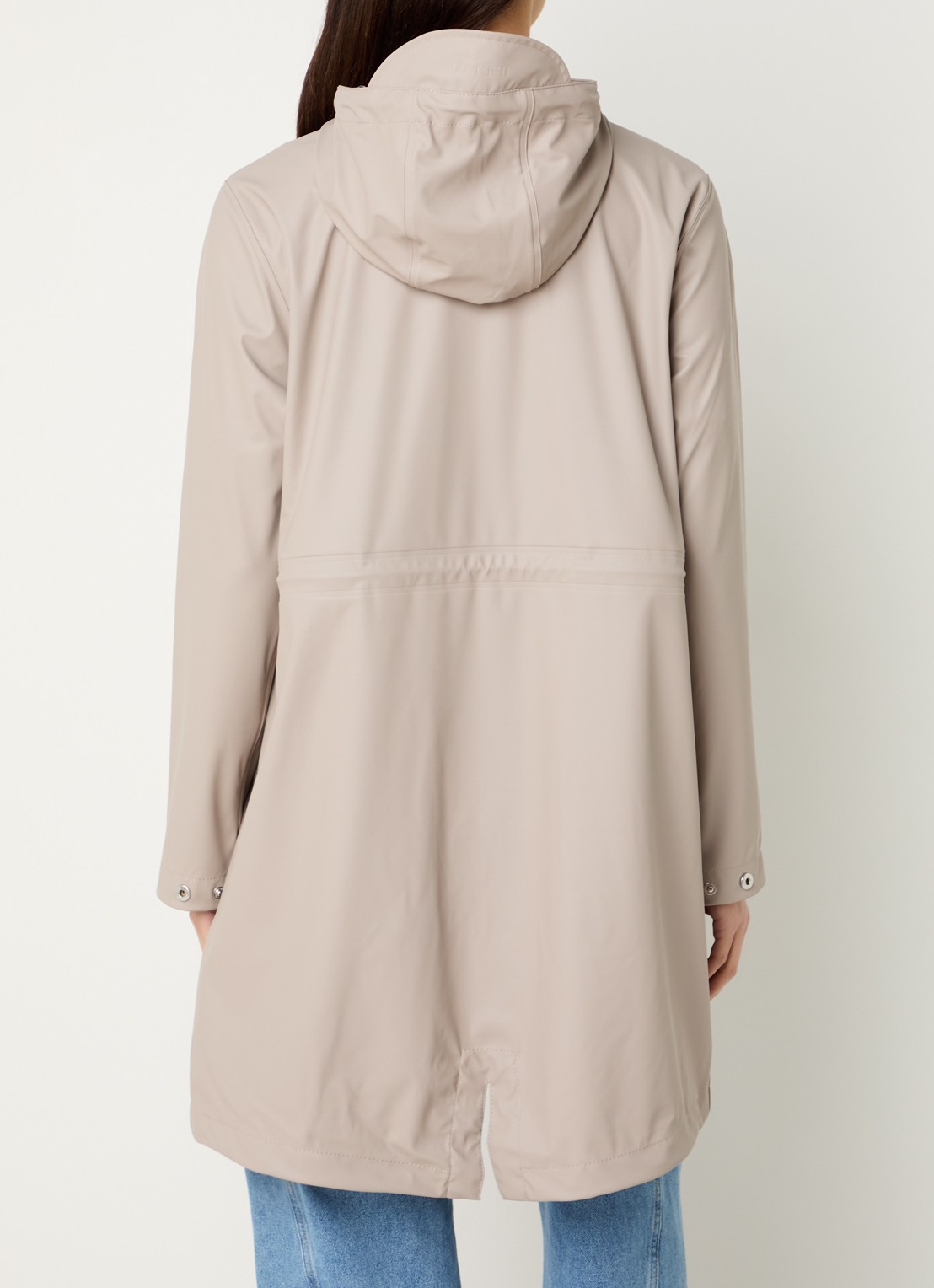 Ilse Jacobsen Regenjas met capuchon en steekzakken - achterkant beige