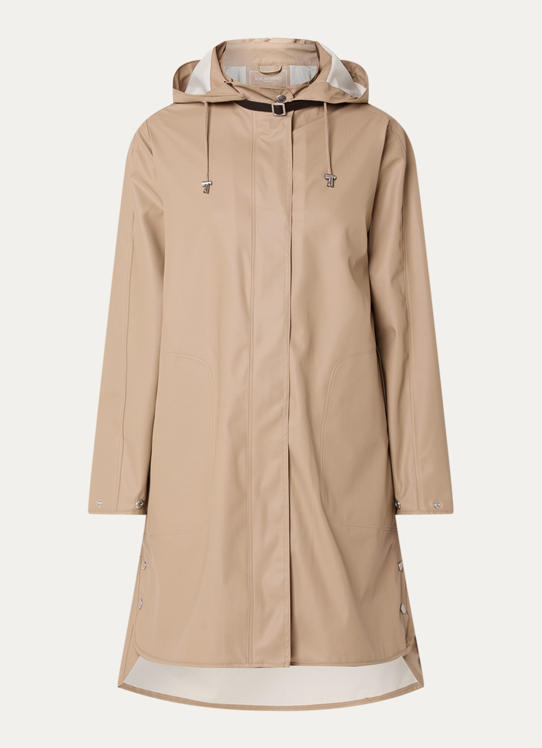 Ilse Jacobsen Regenjas met capuchon en steekzakken - voorkant 3 beige