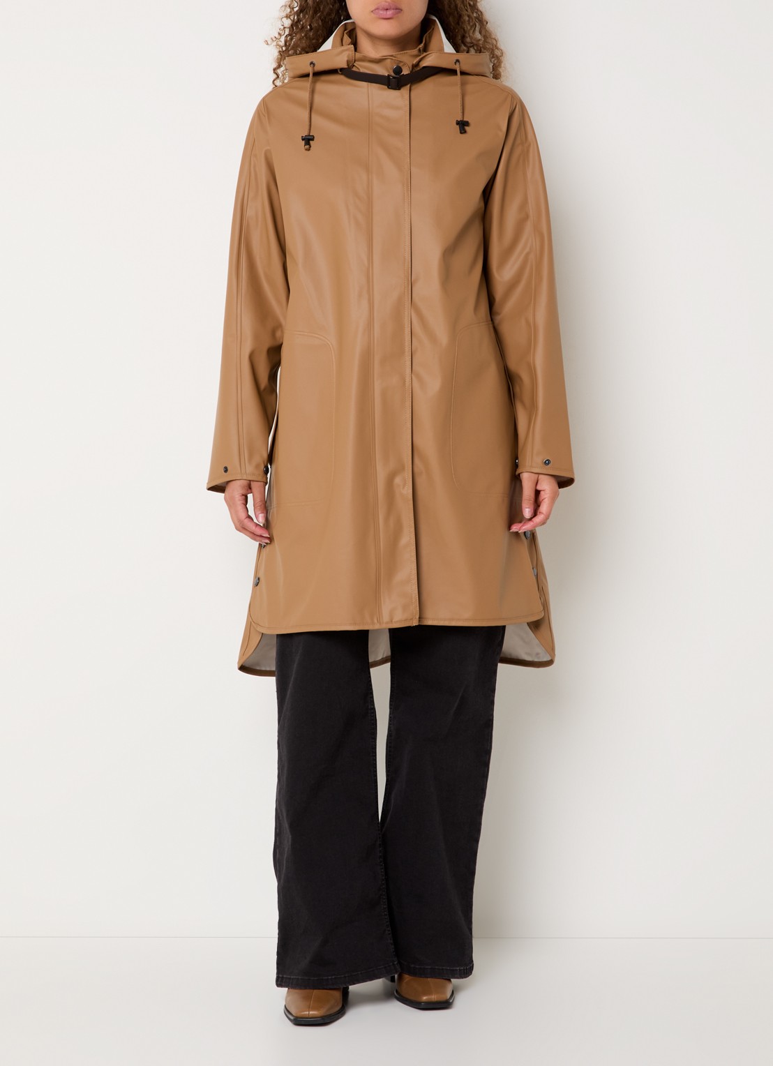 Ilse Jacobsen Regenjas met capuchon en steekzakken - detail 4 cognac