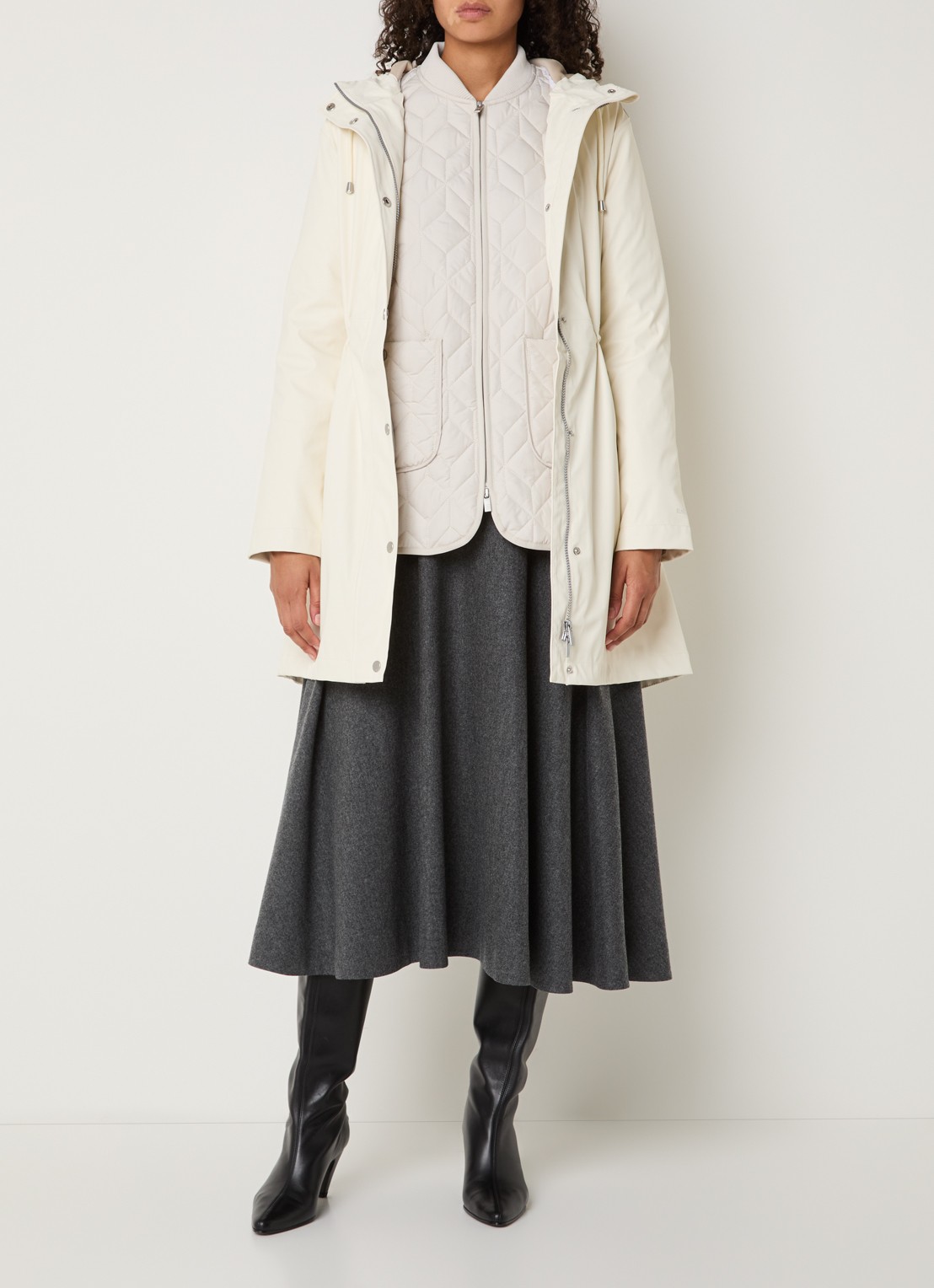 Ilse Jacobsen Regenjas met capuchon en steekzakken - detail creme