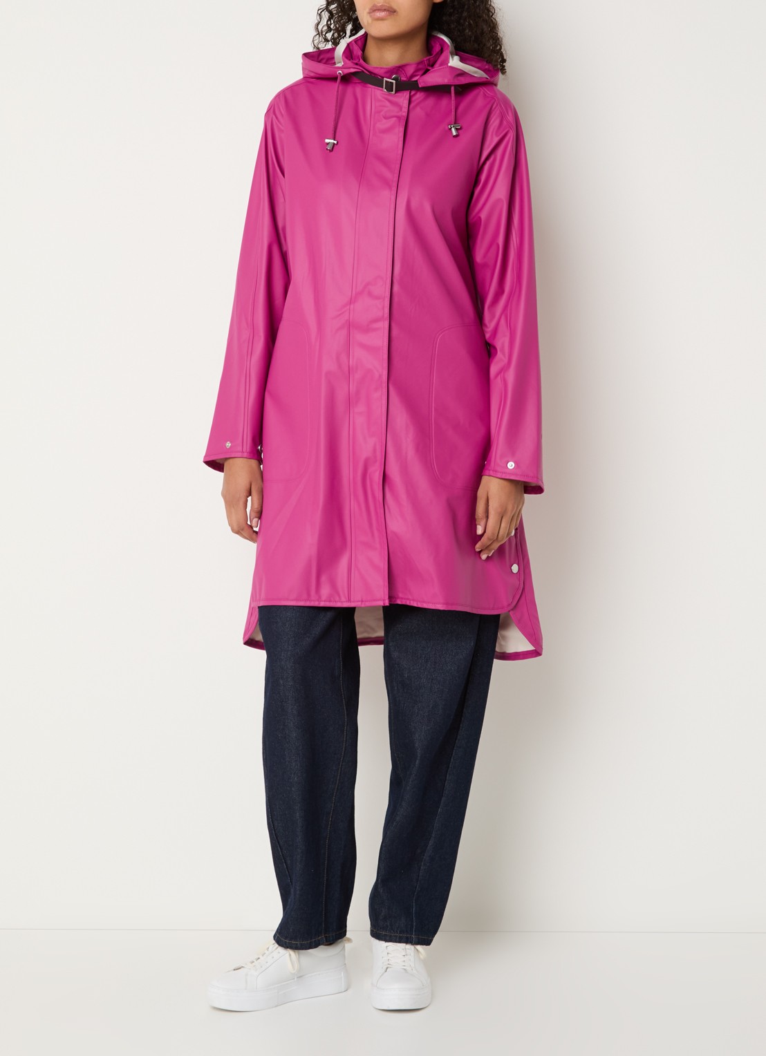Ilse Jacobsen Regenjas met capuchon en steekzakken - detail fuchsia