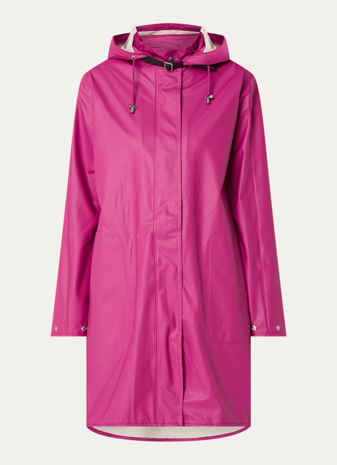 Ilse Jacobsen Regenjas met capuchon en steekzakken - voorkant 2 fuchsia