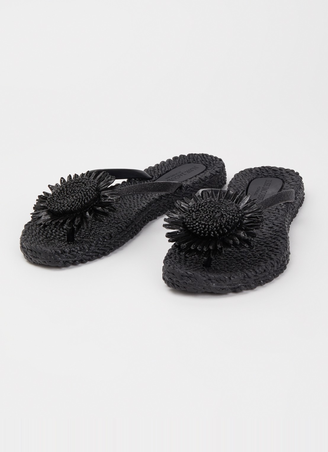Ilse Jacobsen Slipper met glitter en applicatie - detail zwart