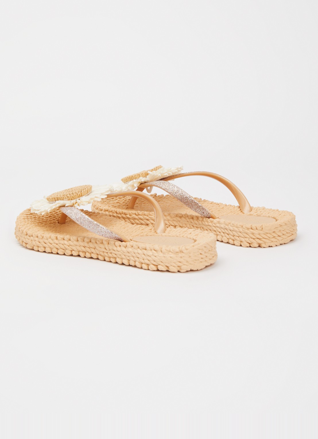 Ilse Jacobsen Slipper met glitter en applicatie - achterkant 4 beige