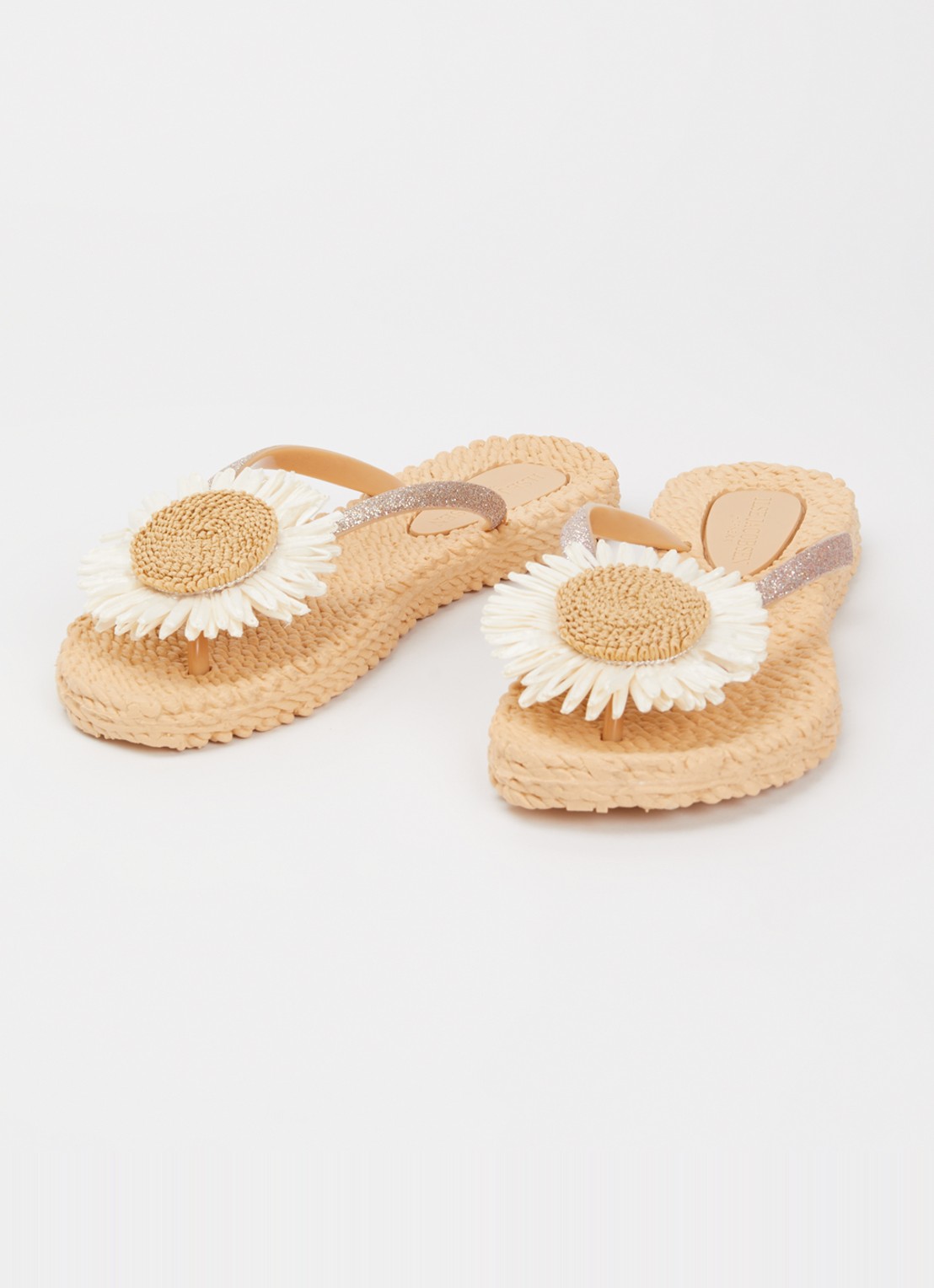 Ilse Jacobsen Slipper met glitter en applicatie - detail beige