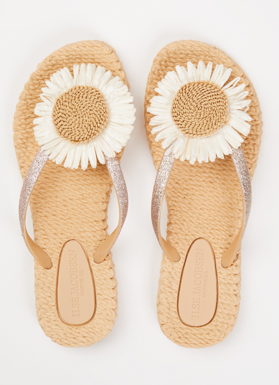 Ilse Jacobsen Slipper met glitter en applicatie - detail 2 beige