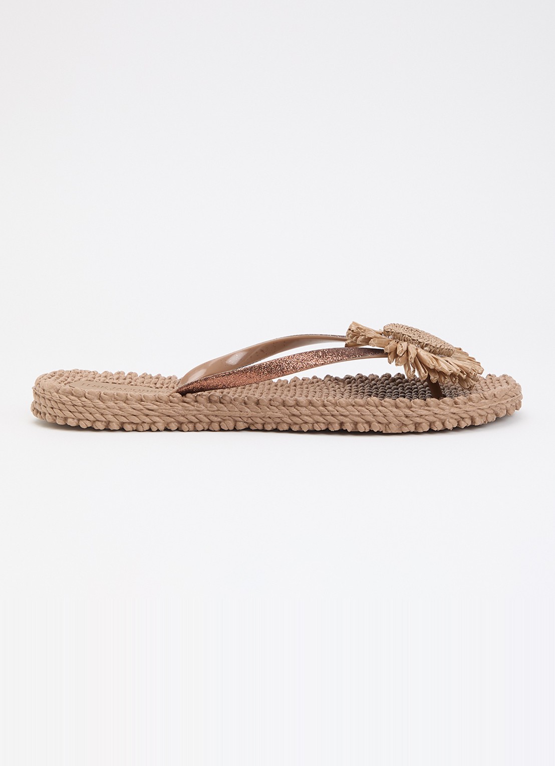 Ilse Jacobsen Slipper met glitter en applicatie - voorkant 5 lichtbruin
