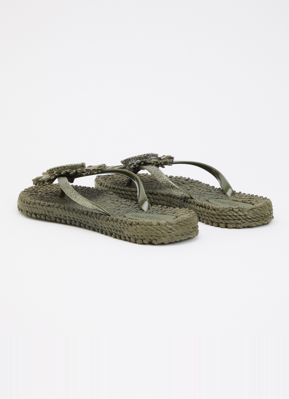 Ilse Jacobsen Slipper met glitter en applicatie - achterkant 5 legergroen