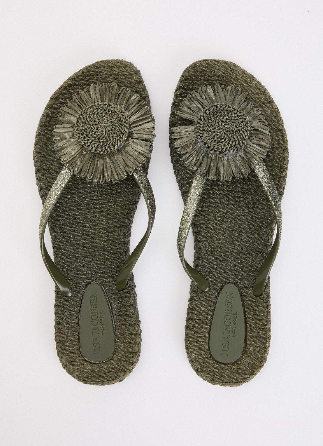 Ilse Jacobsen Slipper met glitter en applicatie - detail 2 legergroen