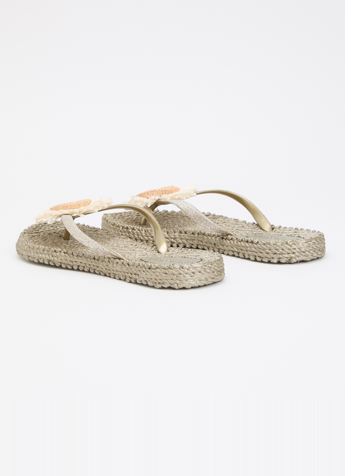 Ilse Jacobsen Slipper met glitter en applicatie - achterkant 5 donkerbeige