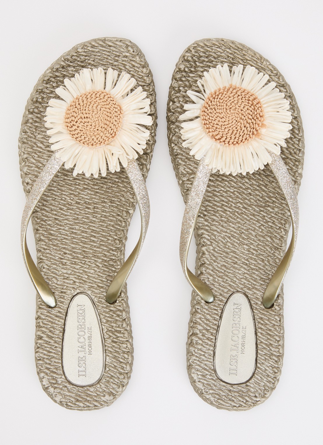 Ilse Jacobsen Slipper met glitter en applicatie - detail 2 donkerbeige