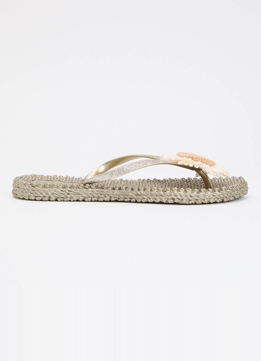 Ilse Jacobsen Slipper met glitter en applicatie - voorkant 4 donkerbeige
