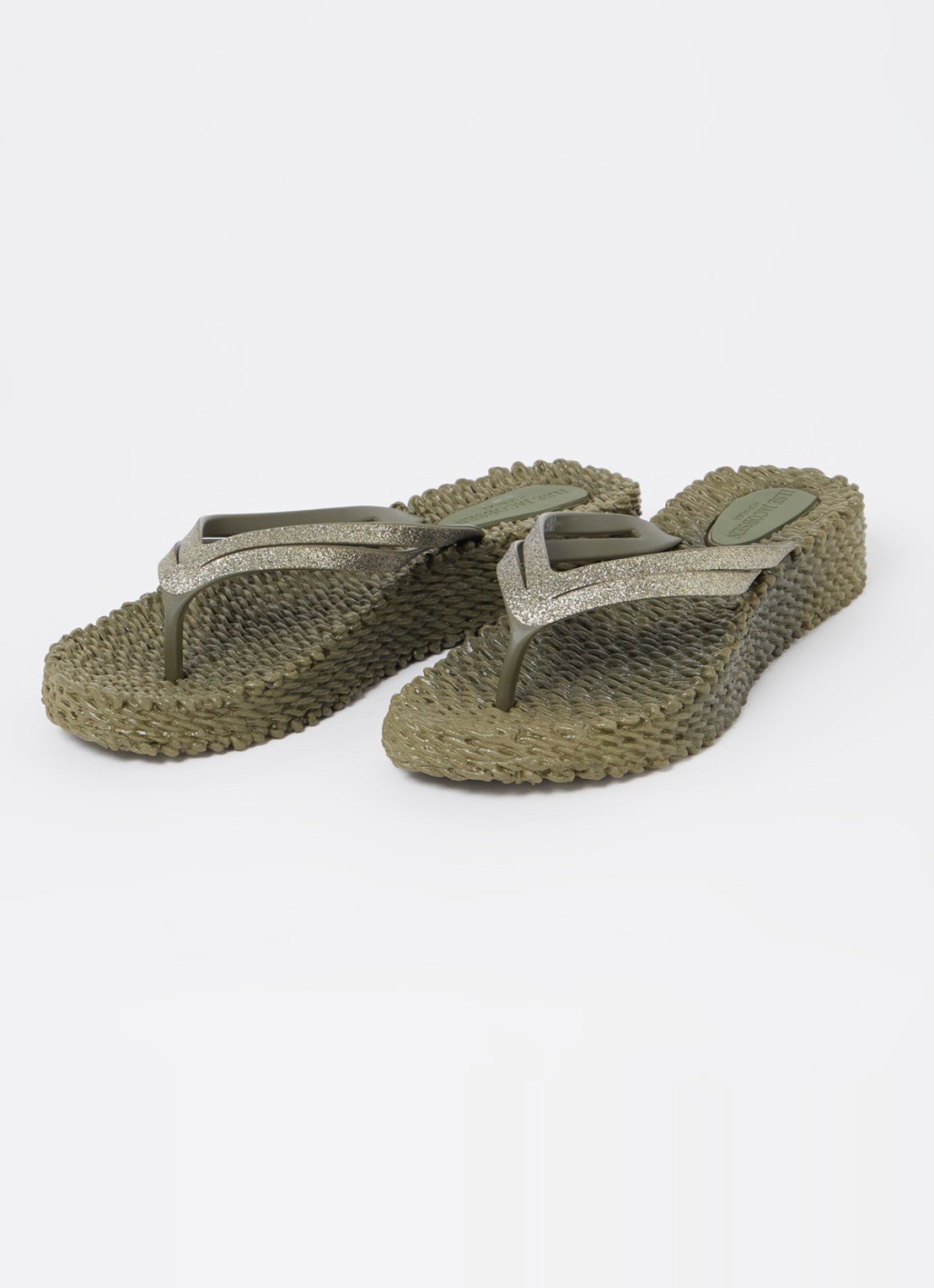 Ilse Jacobsen Slipper met glitter - detail legergroen