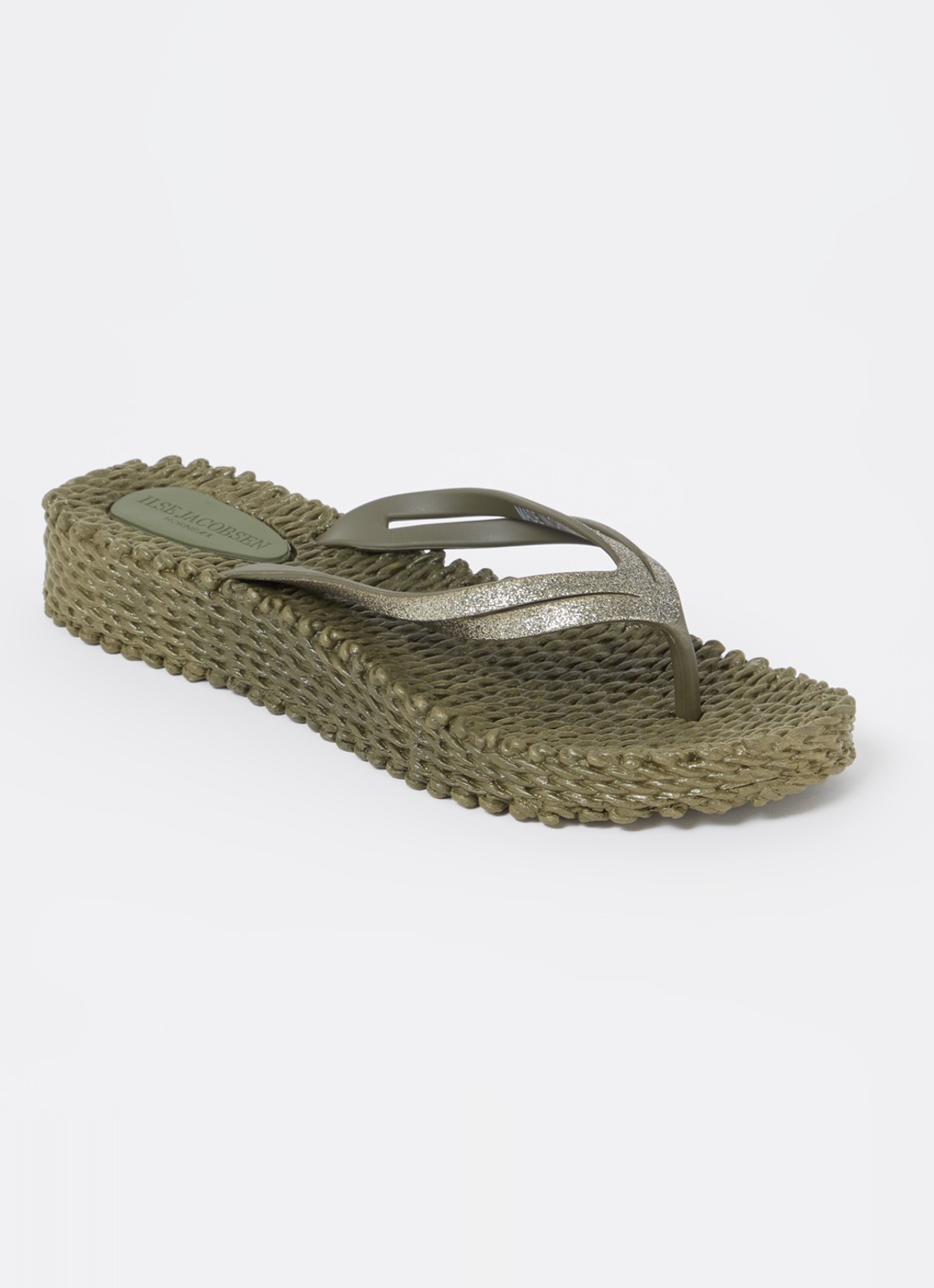Ilse Jacobsen Slipper met glitter - voorkant 3 legergroen