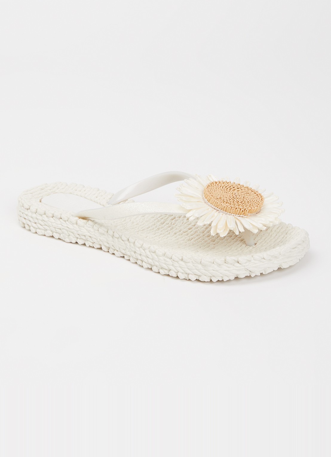 Ilse Jacobsen Slippers met glitter en applicatie - voorkant 2 gebroken wit