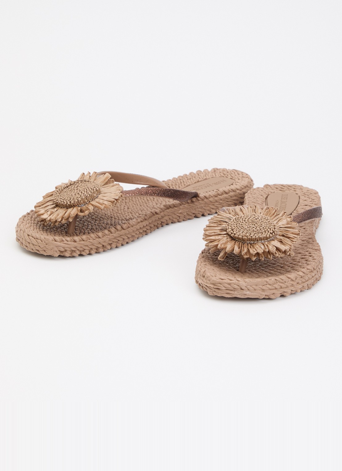 Ilse Jacobsen Slippers met glitter en applicatie - detail 3 lichtbruin