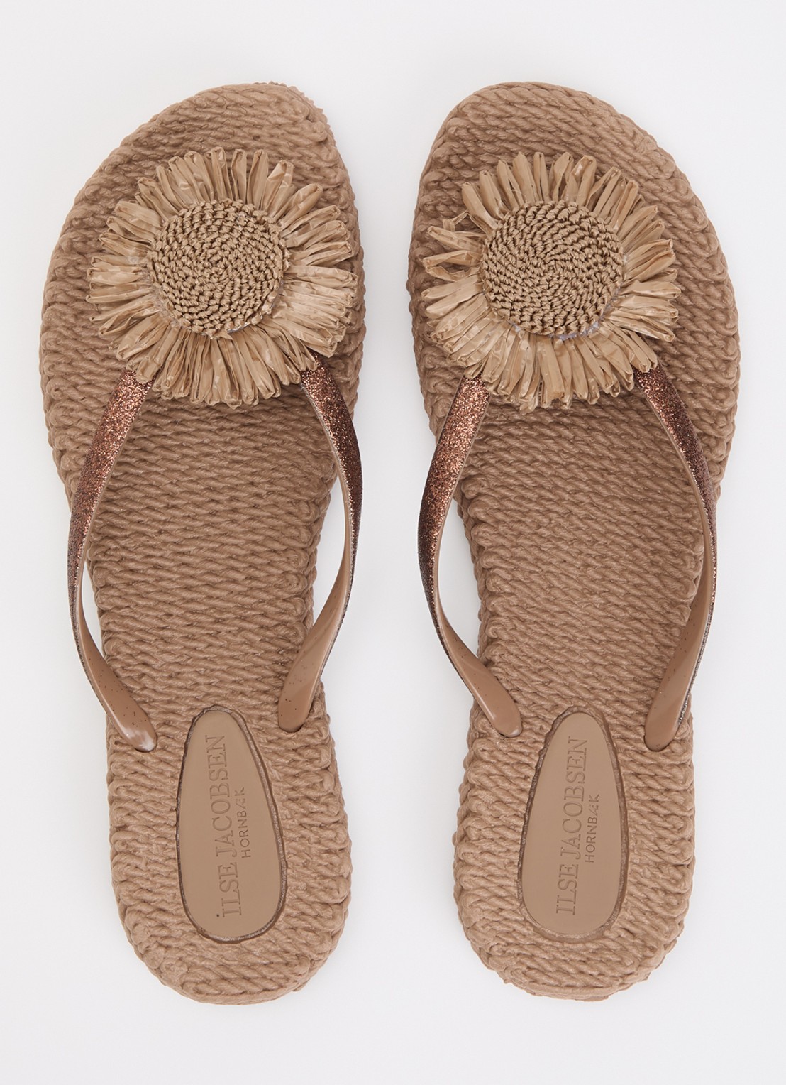 Ilse Jacobsen Slippers met glitter en applicatie - detail 4 lichtbruin