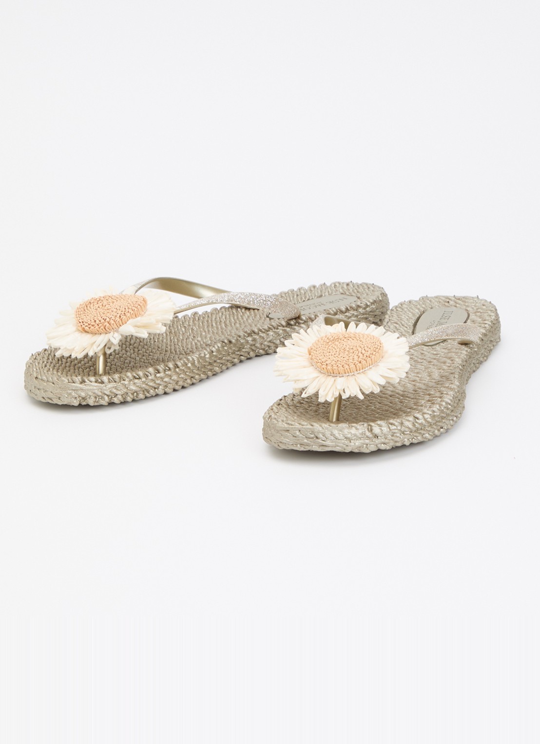 Ilse Jacobsen Slippers met glitter en applicatie - detail 3 donkerbeige