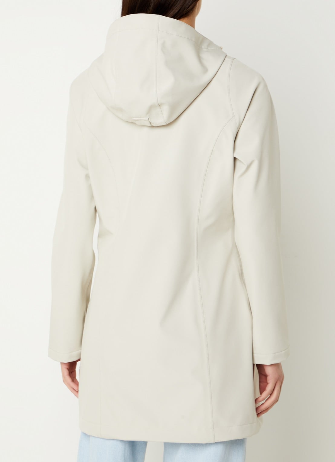 Ilse Jacobsen Softshell jack met capuchon en ritszakken - achterkant 3 beige