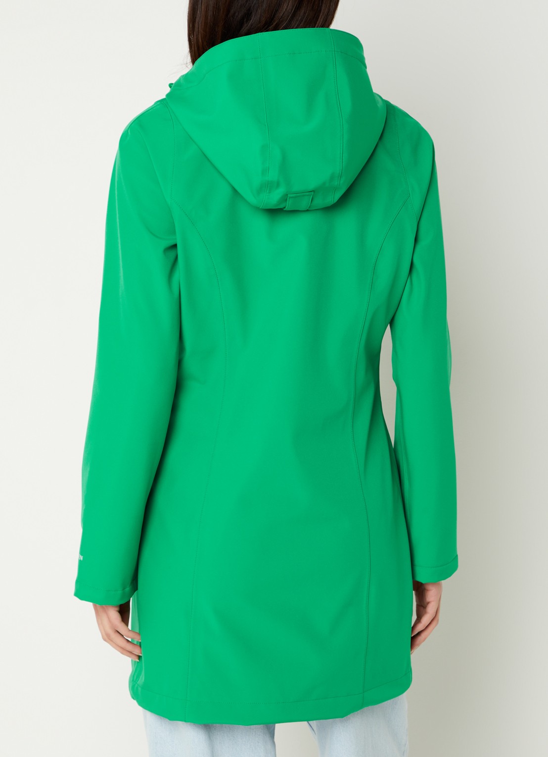 Ilse Jacobsen Softshell jack met capuchon en ritszakken - achterkant 3 felgroen