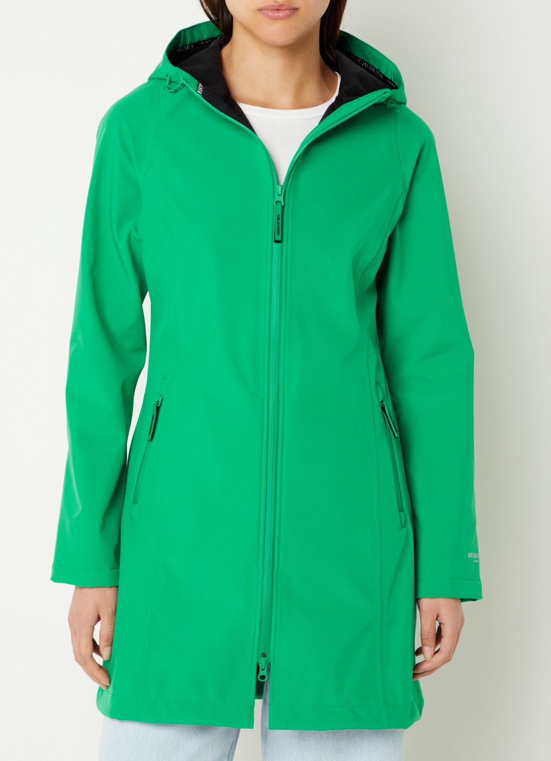 Ilse Jacobsen Softshell jack met capuchon en ritszakken - detail 4 felgroen