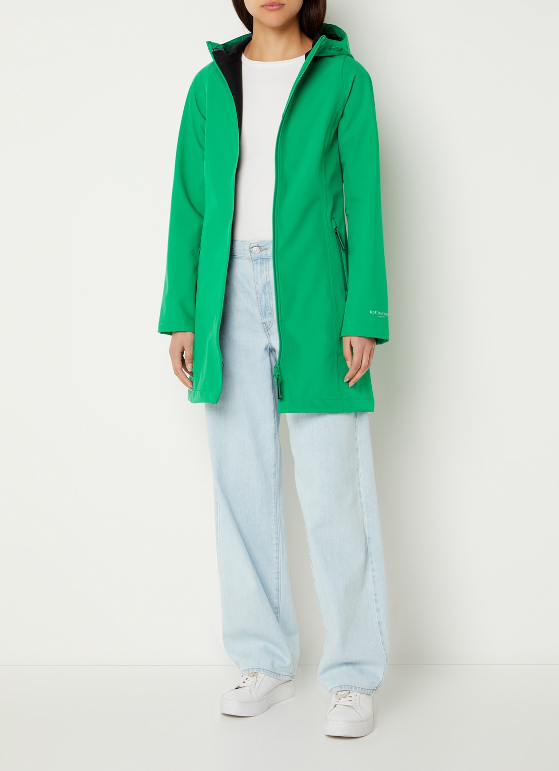 Ilse Jacobsen Softshell jack met capuchon en ritszakken - voorkant 2 felgroen