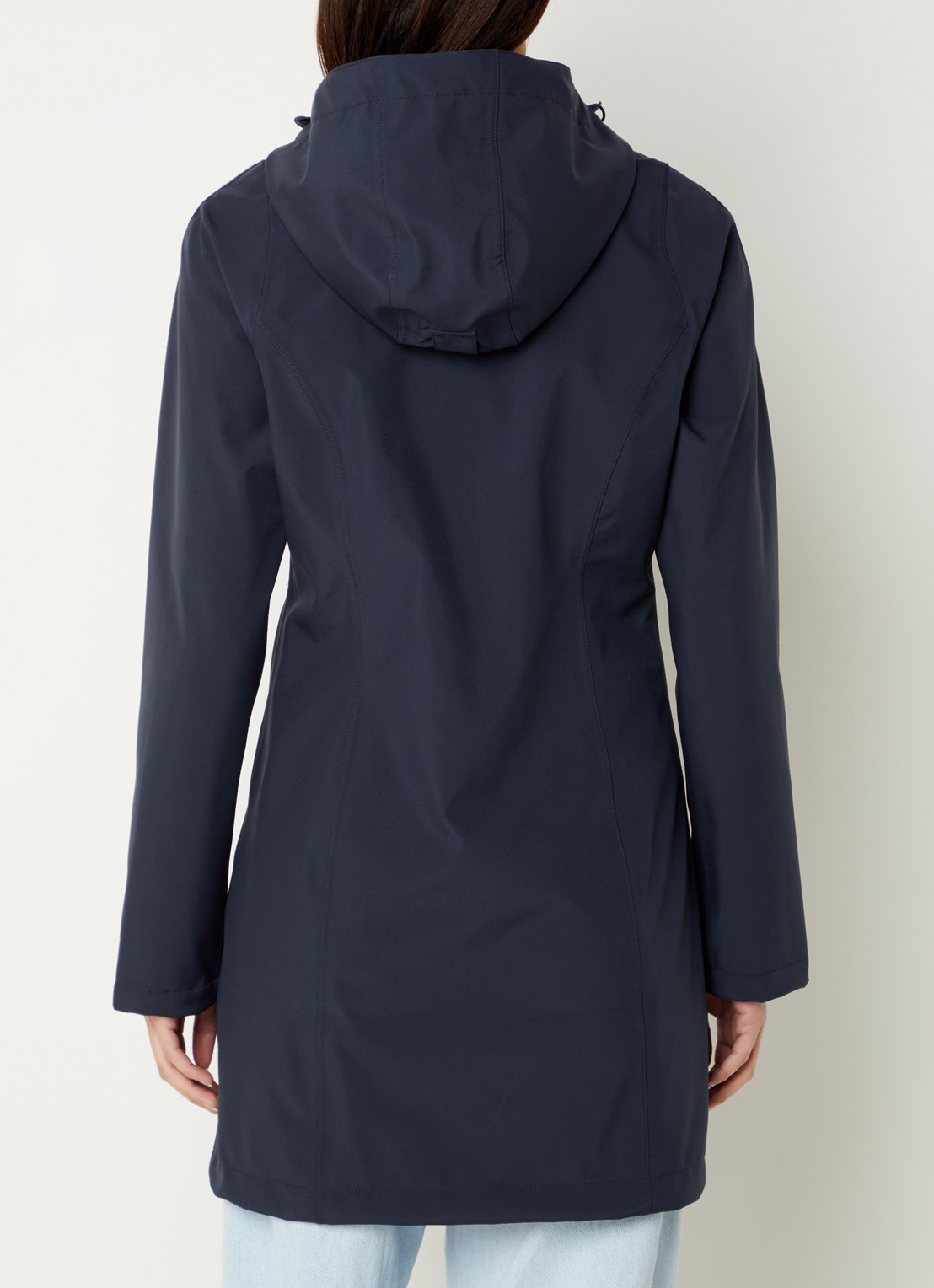 Ilse Jacobsen Softshell jack met capuchon en ritszakken - achterkant donkerblauw
