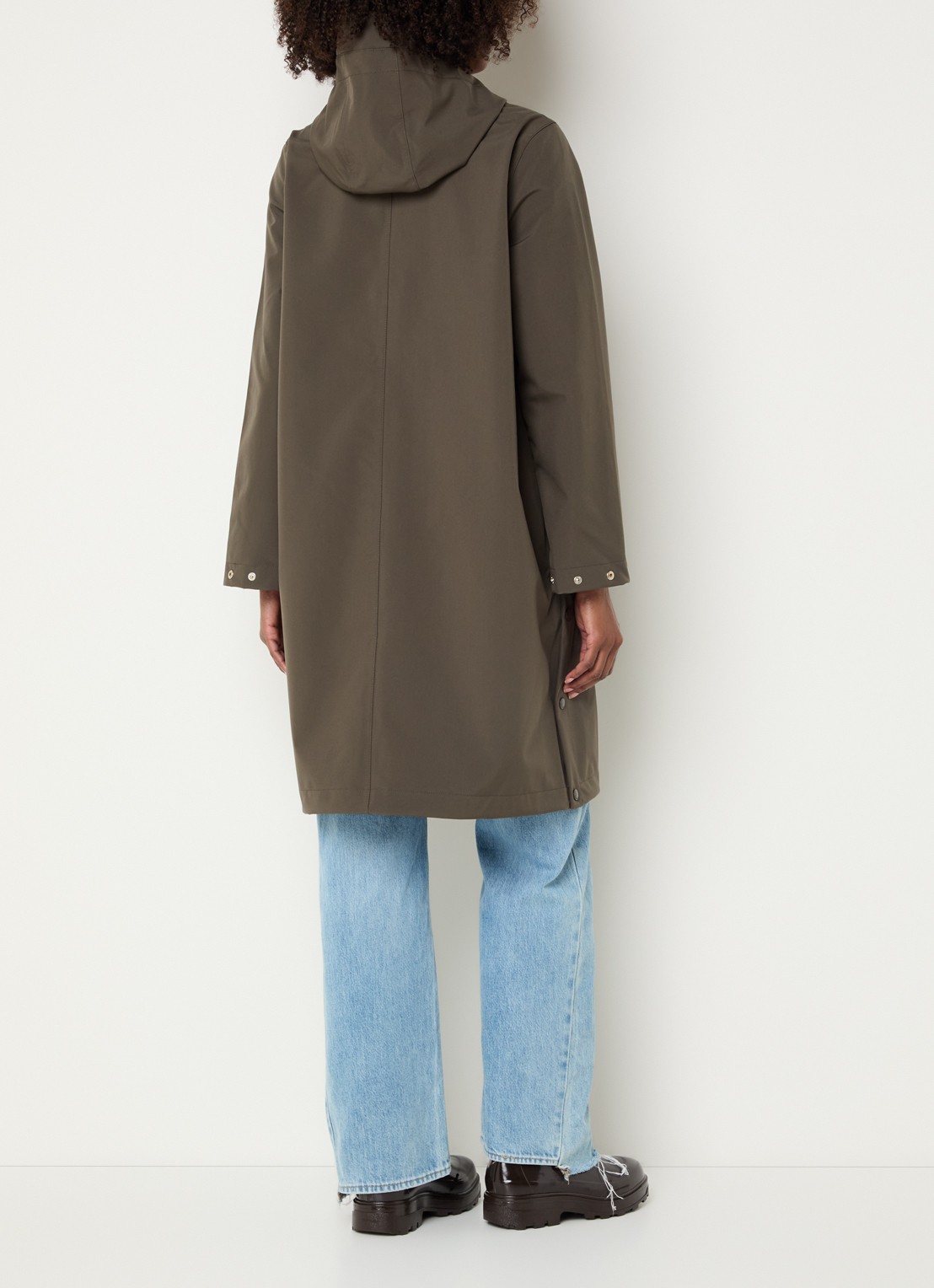 Ilse Jacobsen Softshell regenjas met capuchon - achterkant 3 bronsgroen