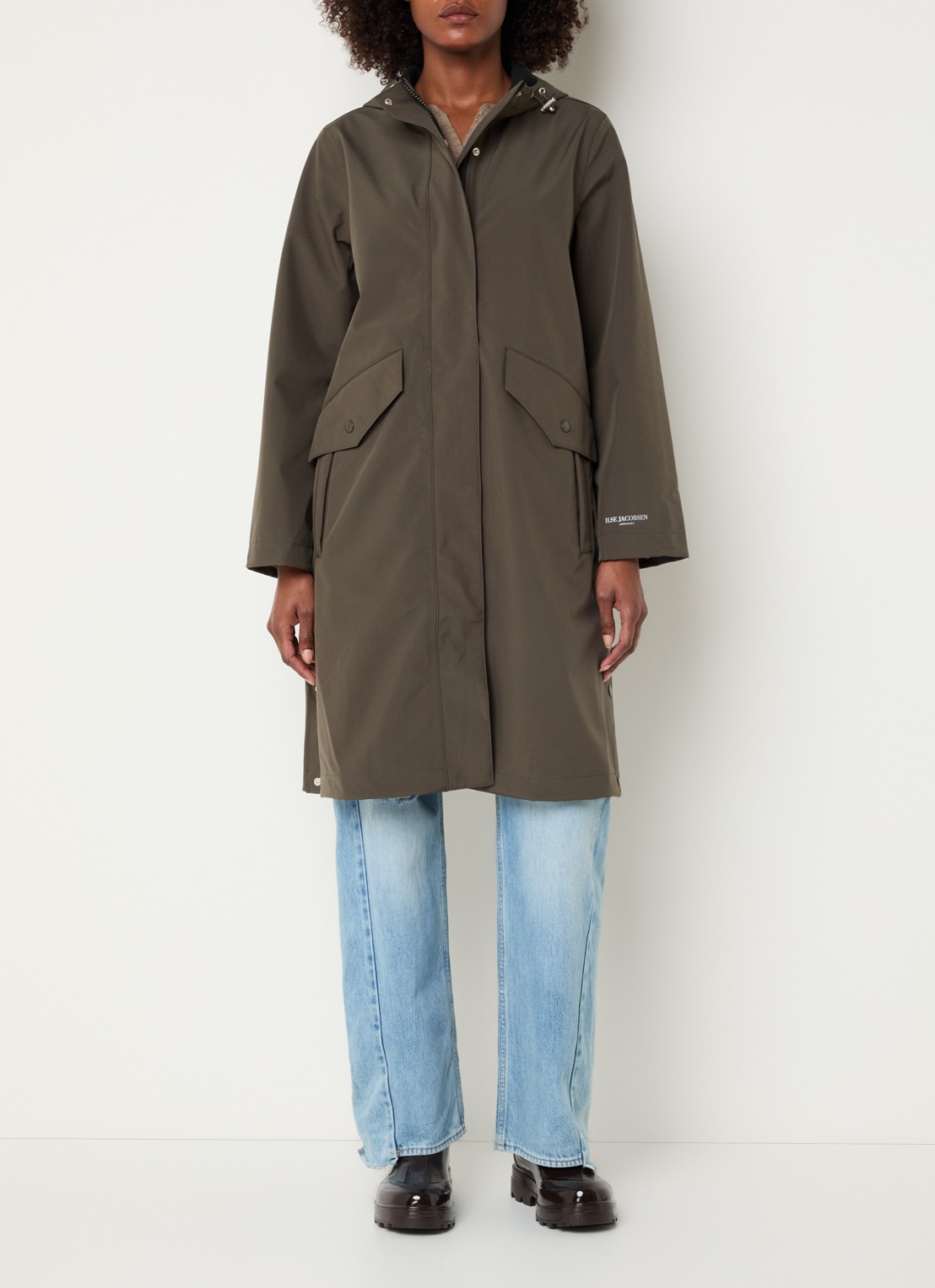 Ilse Jacobsen Softshell regenjas met capuchon - detail 4 bronsgroen