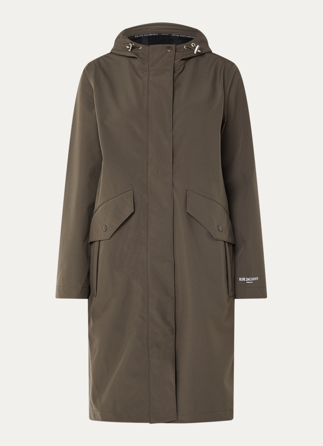 Ilse Jacobsen Softshell regenjas met capuchon - voorkant bronsgroen