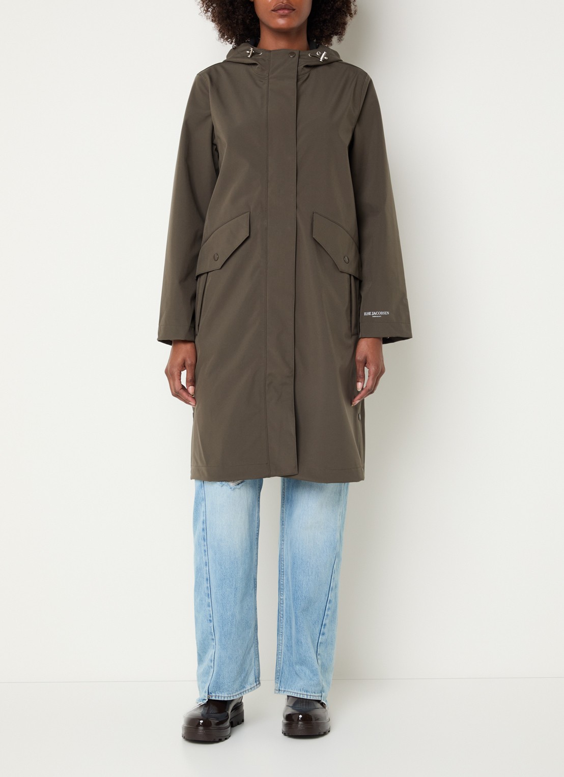 Ilse Jacobsen Softshell regenjas met capuchon - voorkant 2 bronsgroen