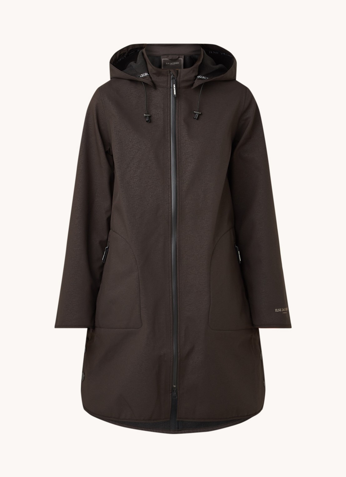 Ilse Jacobsen Softshell regenjas met ritszakken - voorkant zwart
