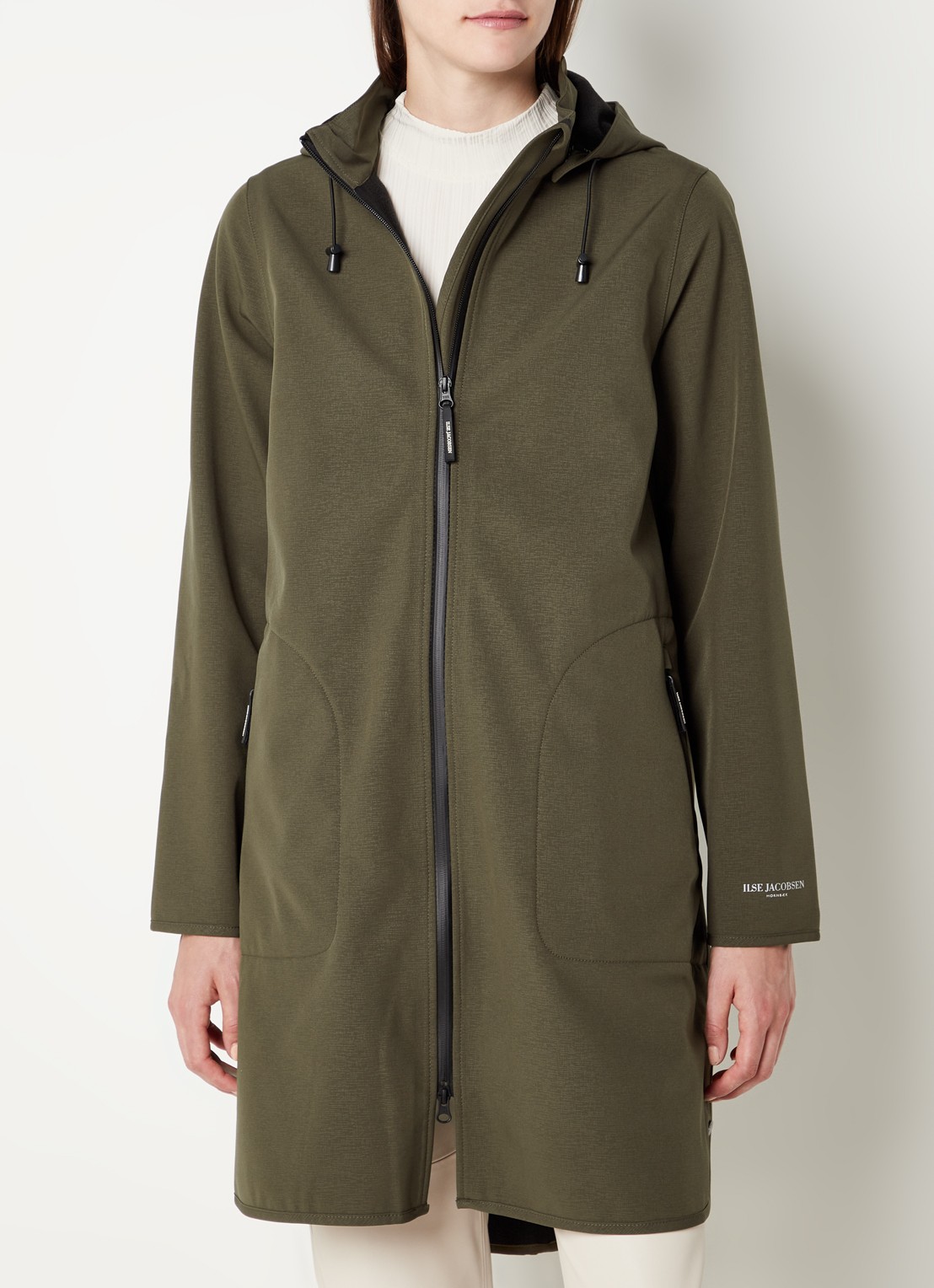 Ilse Jacobsen Softshell regenjas met ritszakken  - detail 4 donkergroen