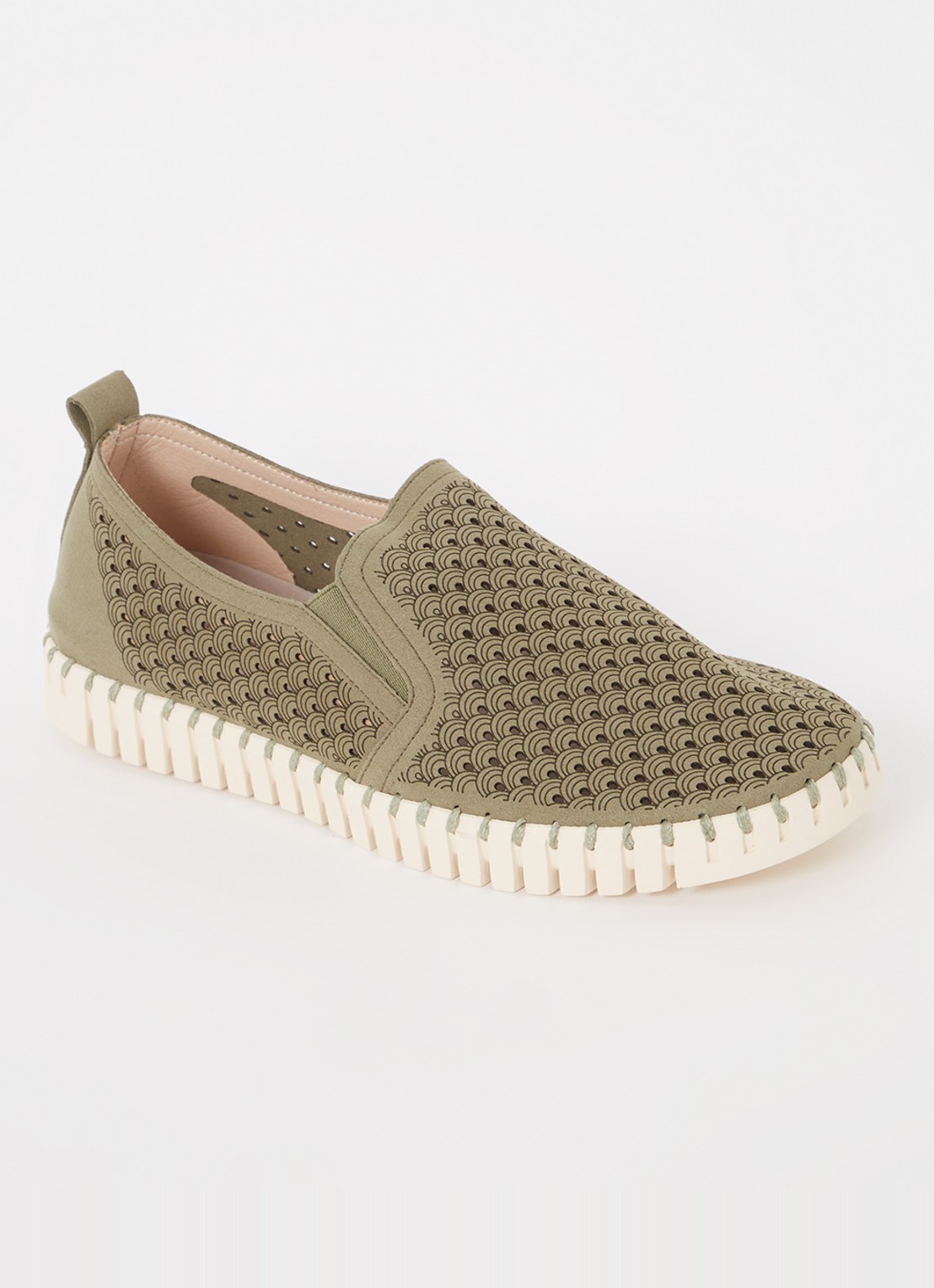 Ilse Jacobsen Tulip slip-on met cut-out detail - voorkant 2 mosgroen