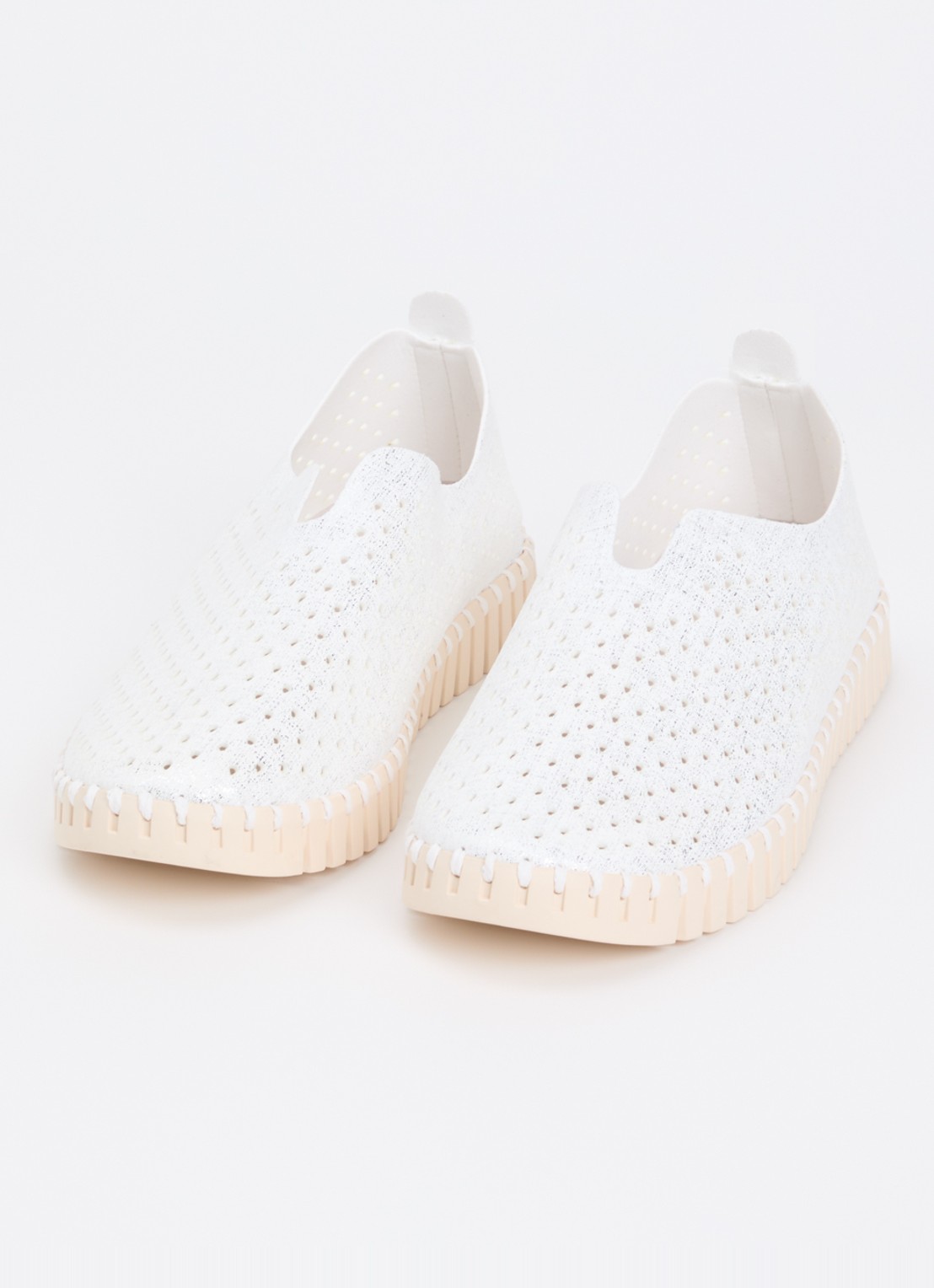Ilse Jacobsen Tulip slip-on met metallic details - detail wit