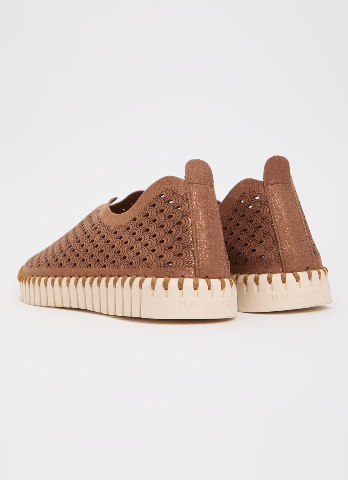 Ilse Jacobsen Tulip slip-on met metallic details - achterkant bruin