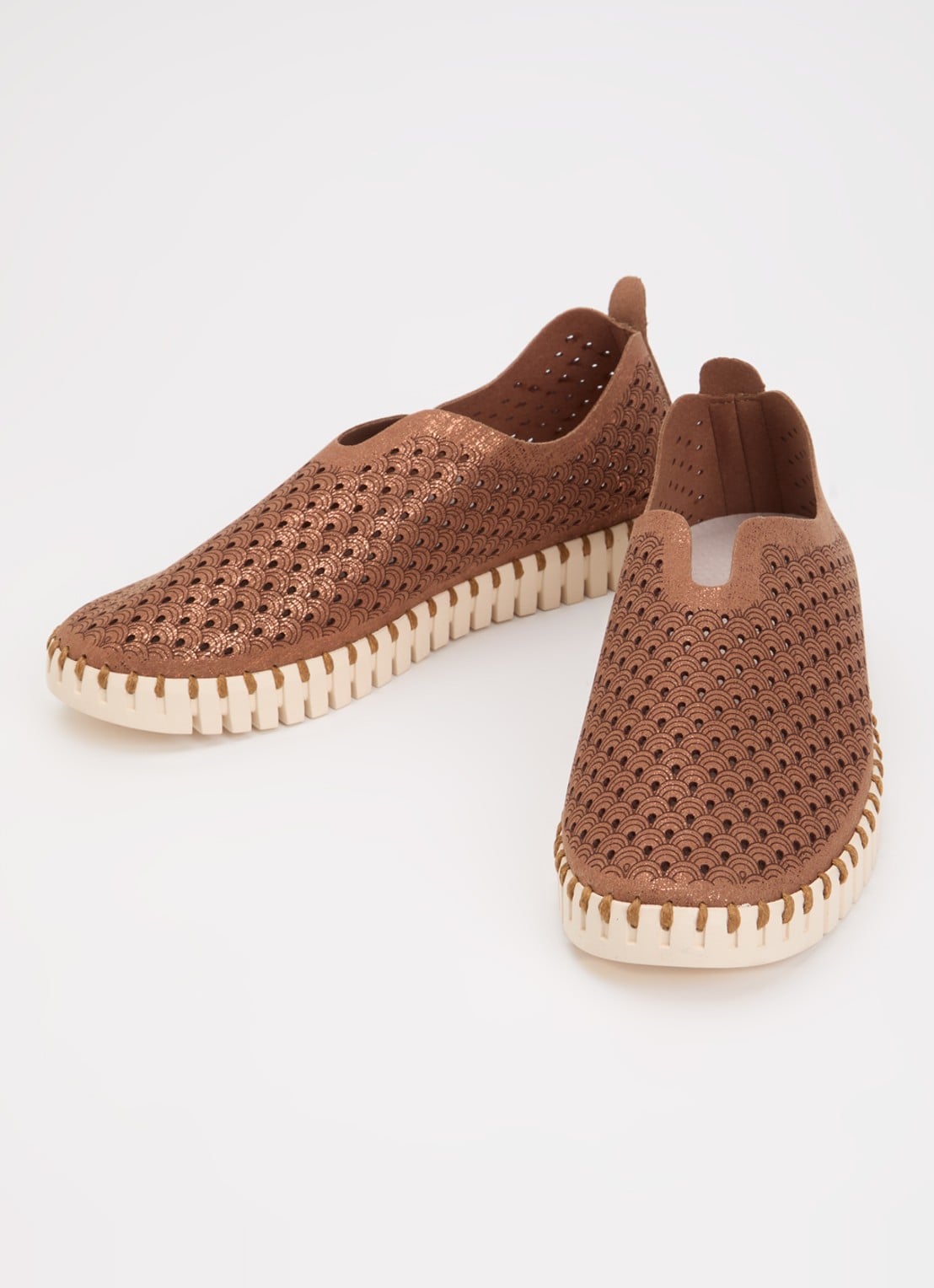 Ilse Jacobsen Tulip slip-on met metallic details - detail 3 bruin