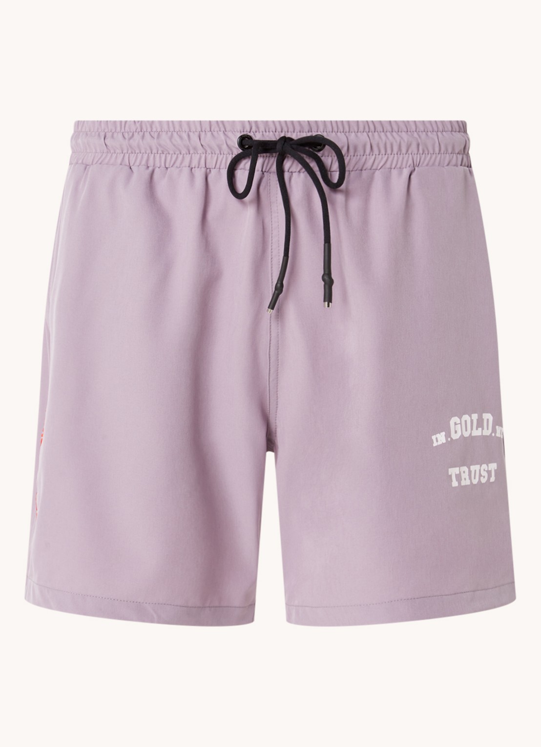 In Gold We Trust The Marley zwemshorts met ritszakken en logo - voorkant 3 lila