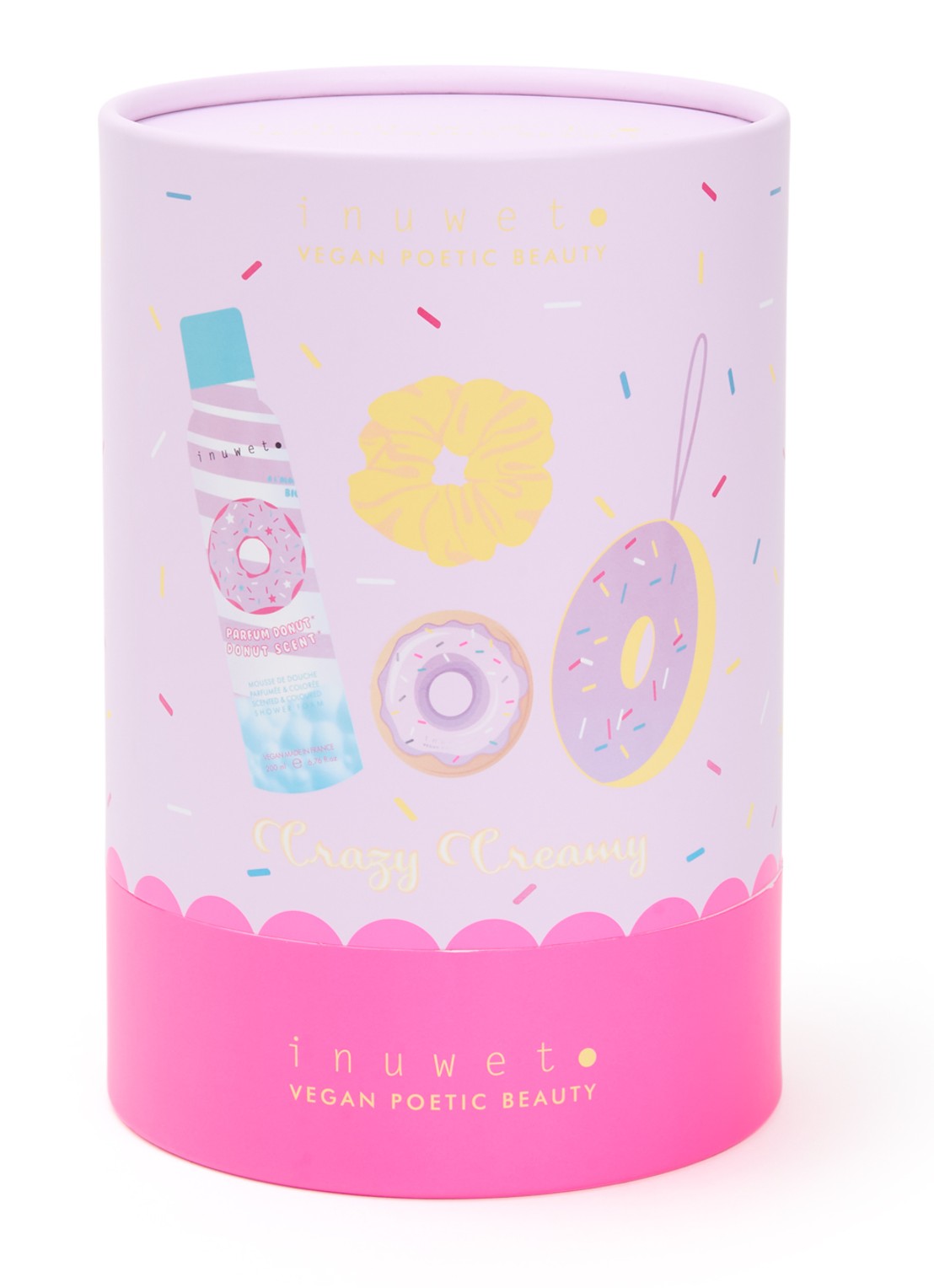 Inuwet Crazy Creamy Donut bad cadeauset  - voorkant 2 paars