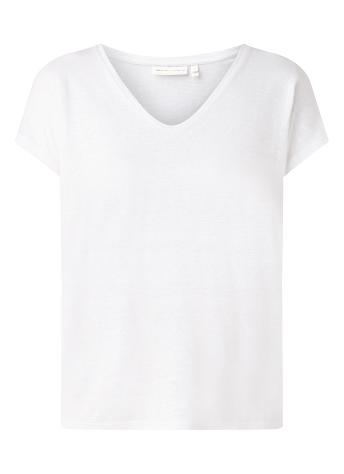 InWear Faylinn semi-transparant T-shirt van linnen - voorkant wit