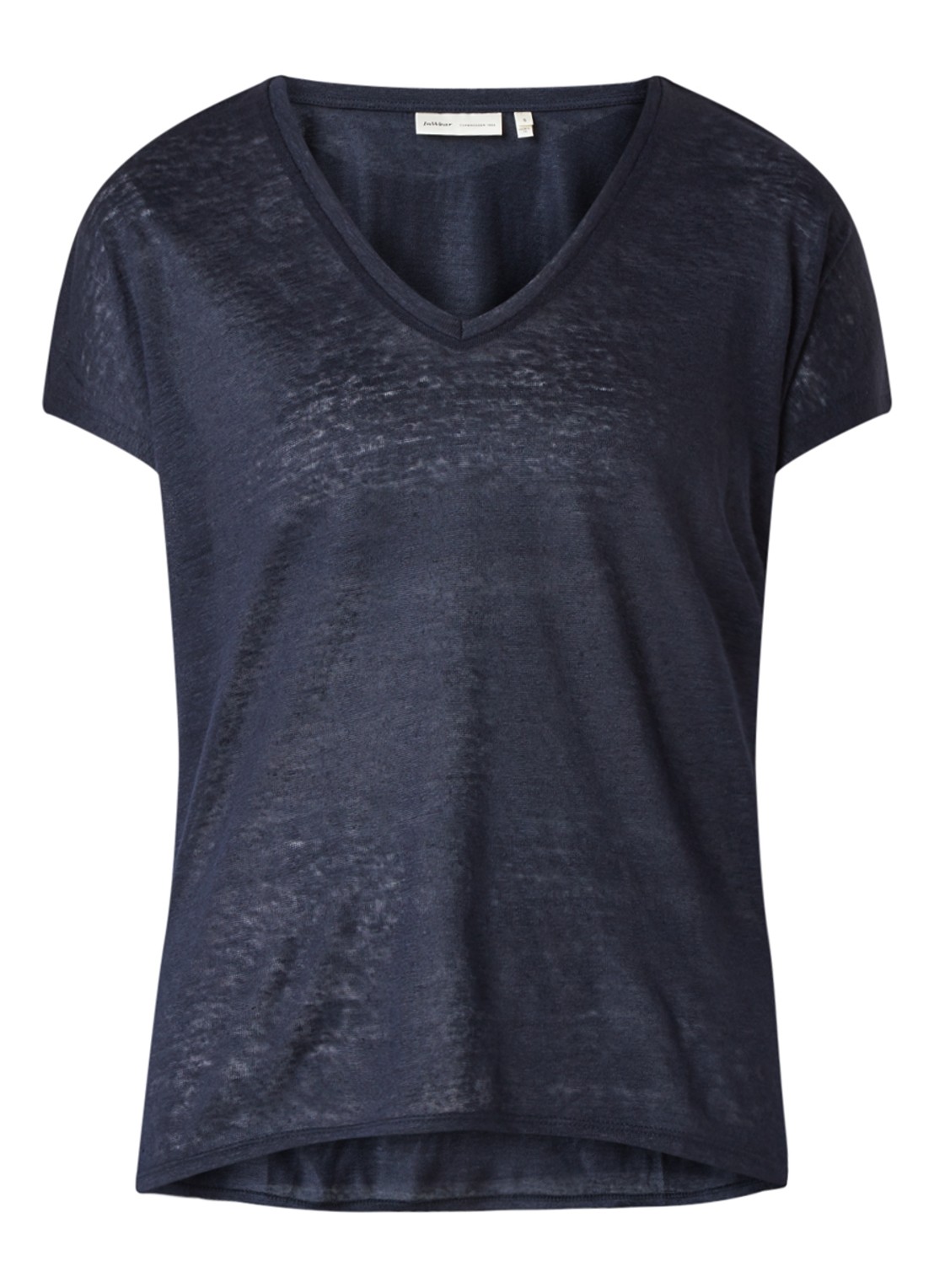 InWear Faylinn semi-transparant T-shirt van linnen - voorkant 2 donkerblauw