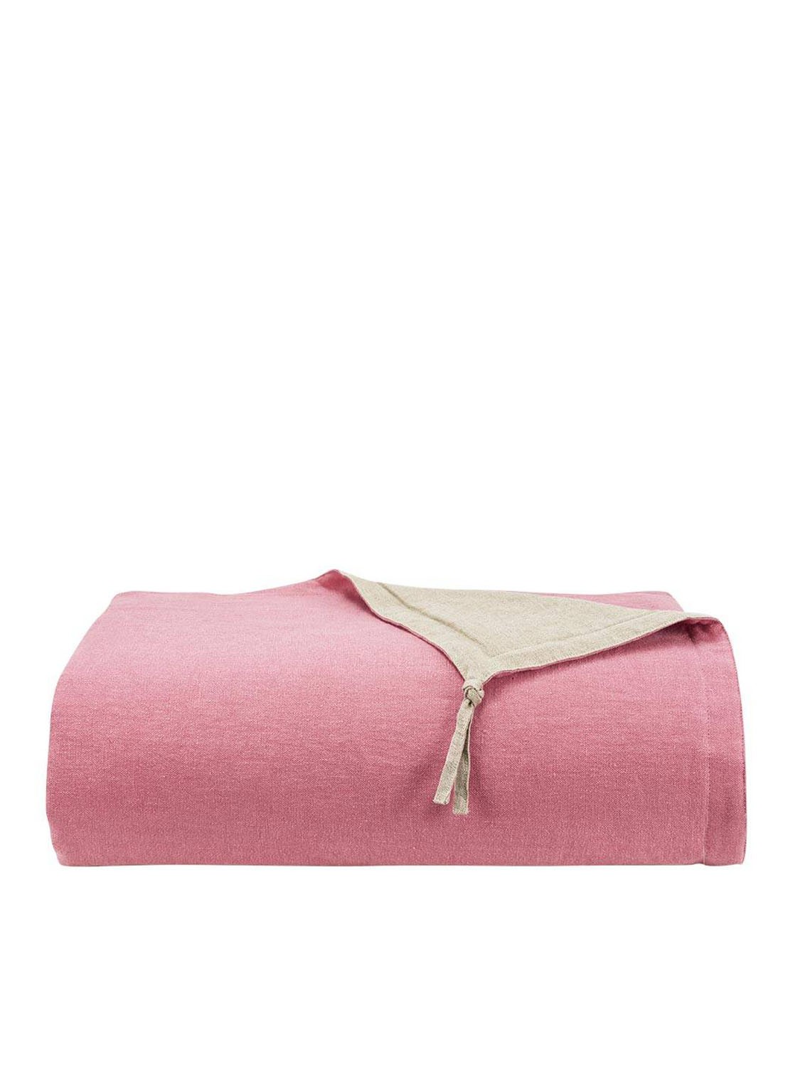Iosis Pigment plaid van linnen 135 x 180 cm - voorkant roze