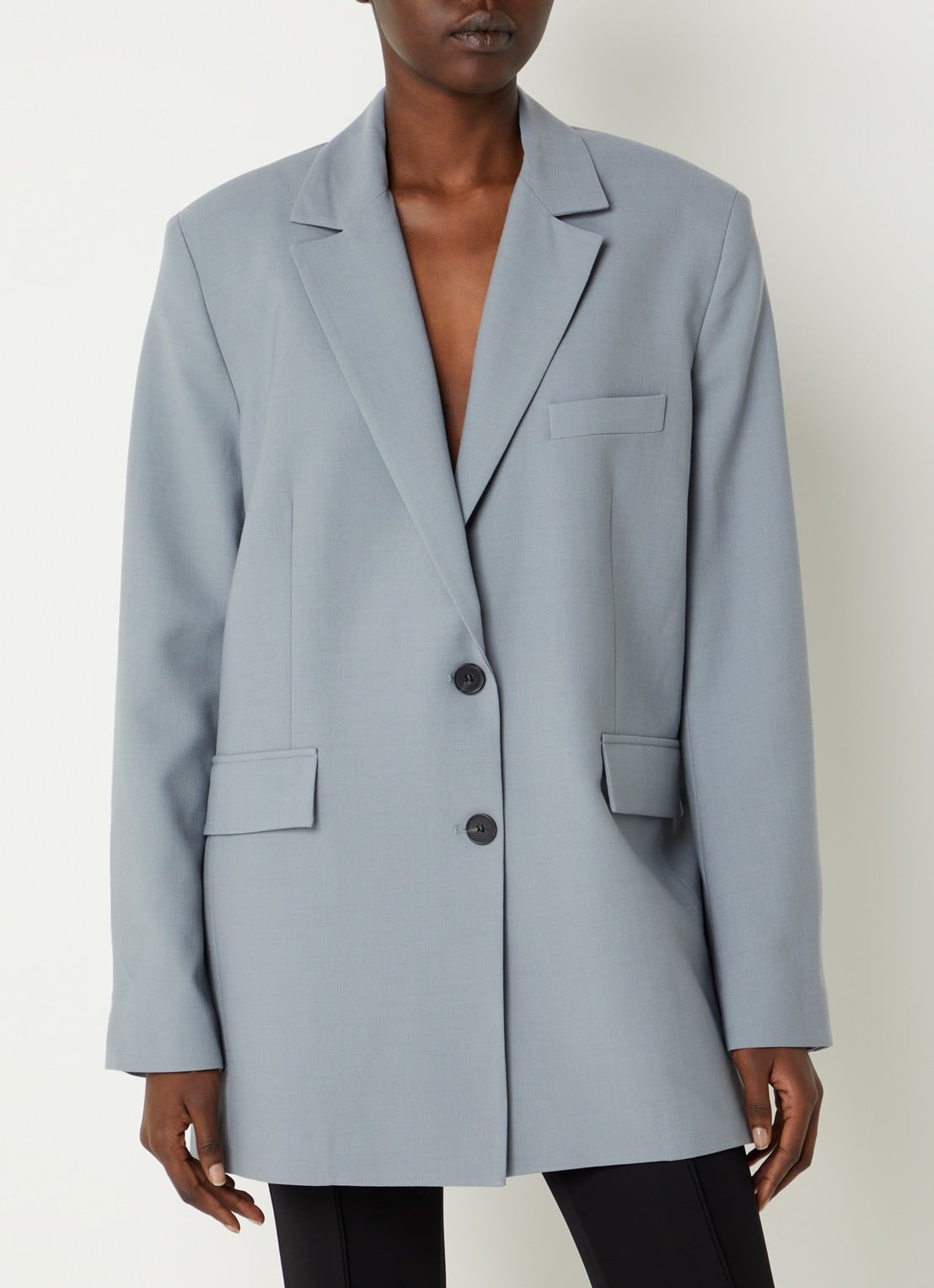 IRO Alapi blazer in wolblend met klepzakken - detail grijs